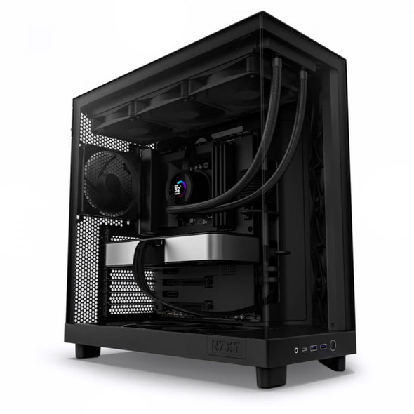 NZXT H6 Flow Mid-Tower ATX PC Case, Panoramic Glass, Black - CC-H61FB-01