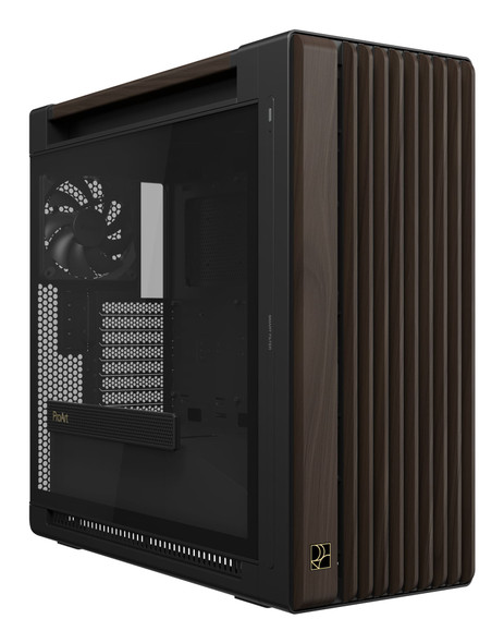 ASUS ProArt PA602 Wood Edition E-ATX Mid Tower PC Case, Tempered Glass, 2x 200mm Fans, Modern Black - 90DC00J0-B09030