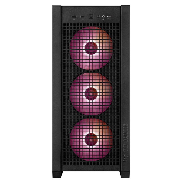 ASUS TUF Gaming GT302 ARGB E-ATX Mid Tower PC Case, 4x 140mm ARGB Fans, Mesh Front, Black - 90DC00I0-B19000