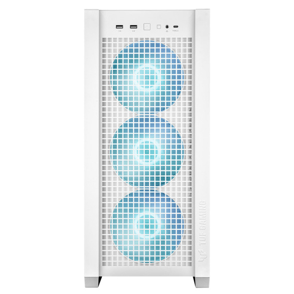 ASUS TUF Gaming GT302 ARGB E-ATX Mid Tower PC Case, 4x 140mm ARGB Fans, Mesh Front, White - 90DC00I3-B19000
