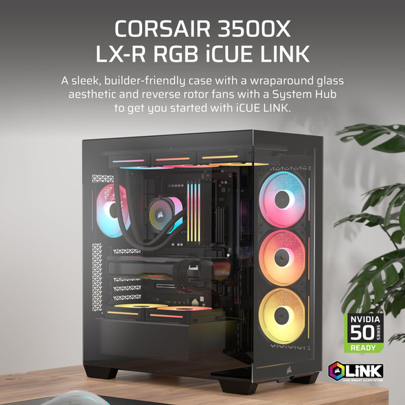 Corsair 3500X LX-R RGB iCUE LINK Mid Tower PC Case, Panoramic Glass, 3x LX120-R RGB Fans, Black - CC-9011324-WW – image 2