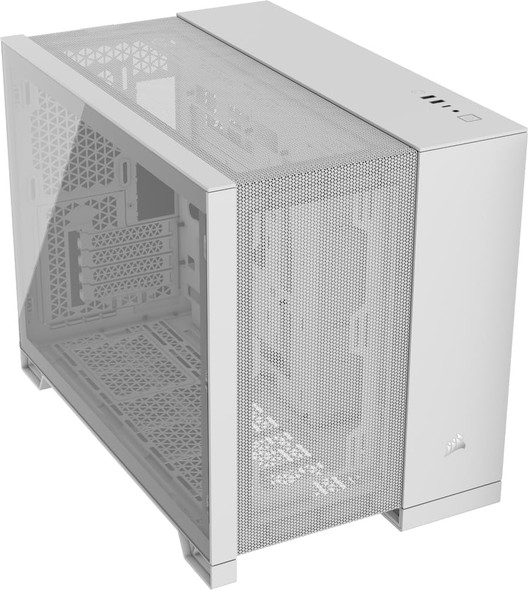 Corsair 2500D AIRFLOW Micro-ATX Dual-Chamber PC Case, Mesh Panels, Tempered Glass, White - CC-9011264-WW