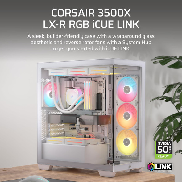 Corsair 3500X LX-R RGB iCUE LINK Mid Tower PC Case, Panoramic Glass, 3x LX120-R RGB Fans, White - CC-9011325-WW – image 2