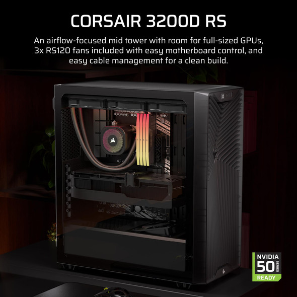 Corsair 3200D RS Mid Tower PC Case, 3x RS120 Fans, 360mm Radiator Support, Smoke - CC-9011336-WW – image 2