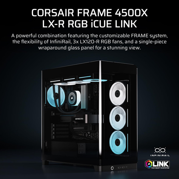 Corsair FRAME 4500X LX-R RGB iCUE LINK Mid Tower PC Case, Panoramic Glass, 3x LX120-R RGB Fans, Black - CC-9011316-WW – image 2