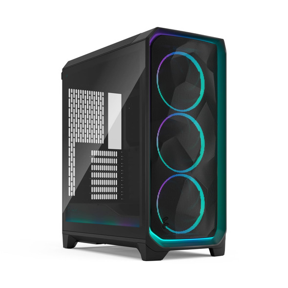 Fractal Design Meshify 3 Ambience Pro RGB E-ATX PC Case, Light Tint Glass, 3x Momentum 14 ARGB Fans, Black - FD-C-MES3A-03