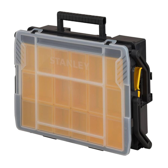 Stanley SortMaster Multi-Level Organiser, Transparent Lid, Cantilever Design, Yellow/Black - STST1-75540