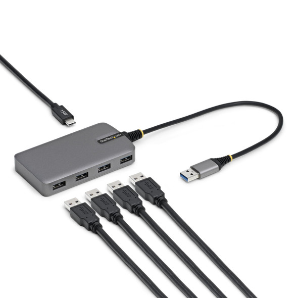 StarTech.com 4-Port USB-A Hub, 5Gbps, Bus Powered with USB-C Aux Power Input, 30cm Cable - 5G4ACUSBAHUB