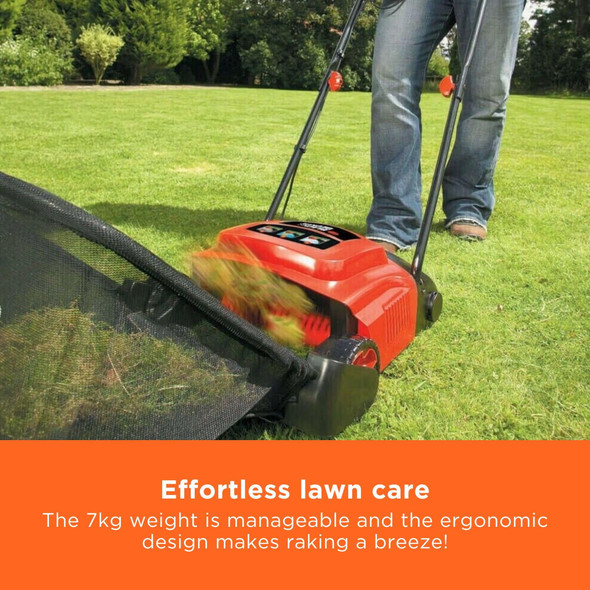 BLACK+DECKER 600W Electric Lawn Raker, 30cm Raking Width, with Collection Box - GD300-GB – image 2