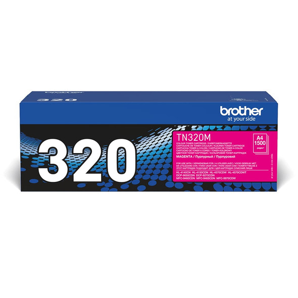 Brother TN-320M Genuine Magenta Toner Cartridge, 1,500 Pages - TN320M