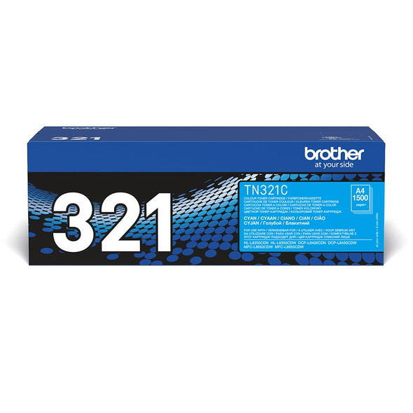 Brother TN-321C Genuine Cyan Toner Cartridge, 1,500 Pages - TN321C
