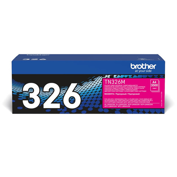 Brother TN-326M Genuine High Yield Magenta Toner Cartridge, 3,500 Pages - TN326M
