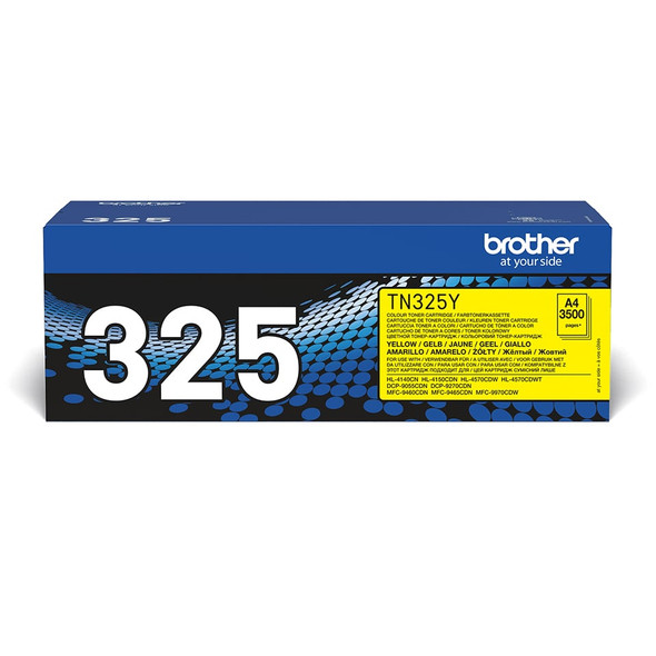 Brother TN-325Y Toner Cartridge, Yellow, Up to 3,500 Pages, Genuine Brother - TN325Y