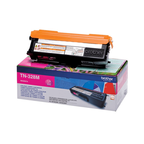 Brother TN-328M Genuine Magenta Toner Cartridge, up to 6,000 Pages - TN328M