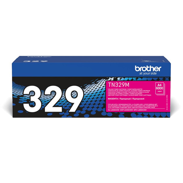 Brother TN-329M Genuine Magenta Toner Cartridge, up to 6,000 Pages - TN329M