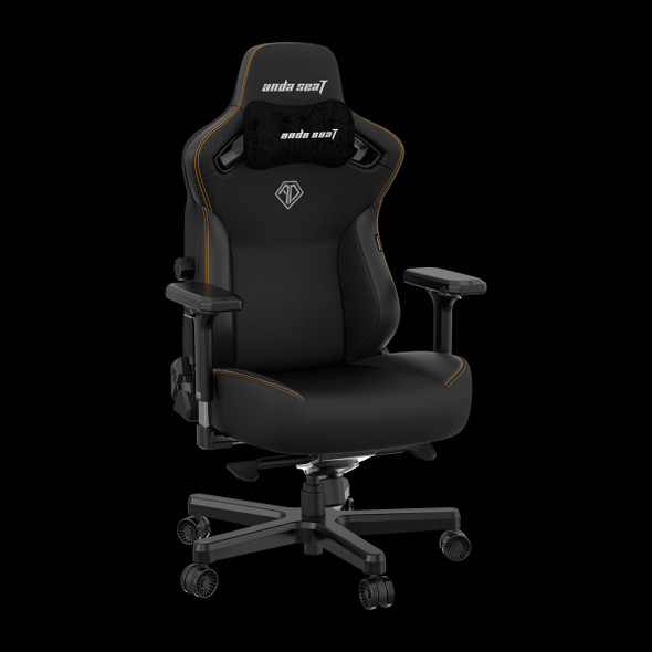 AndaSeat Kaiser 3 Premium Gaming Chair, Size L, Black PVC Leather, 4-Way Lumbar, Magnetic Head Pillow - 12YDCL01BPVC