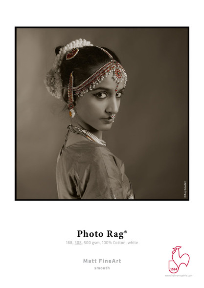 Hahnemühle Photo Rag 188gsm Matt FineArt Inkjet Paper Roll, 100% Cotton, White, 36" x 12 m