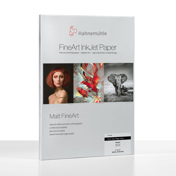 Hahnemühle Photo Rag Bright White 310gsm FineArt Inkjet Paper, A2, 25 Sheets, 100% Cotton, Matt
