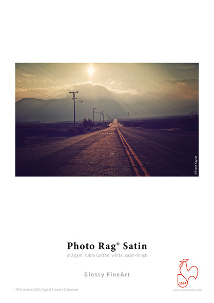 Hahnemühle Photo Rag Satin 310gsm FineArt Inkjet Paper Roll, 17" x 12m, 100% Cotton, White Satin