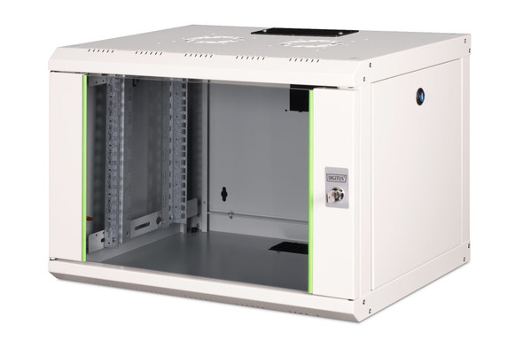 DIGITUS Unique 7U 19" Wall Mount Network Cabinet, 420x600x450 mm, Glass Door, 100 kg, Grey - DN-1907-U