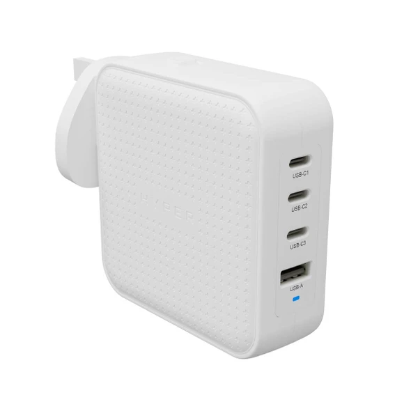 HYPER HyperJuice 100W USB-C GaN Travel Charger, 3x USB-C + 1x USB-A, UK/EU/US/ANZ Plugs, White - HJ1002WHWWGL