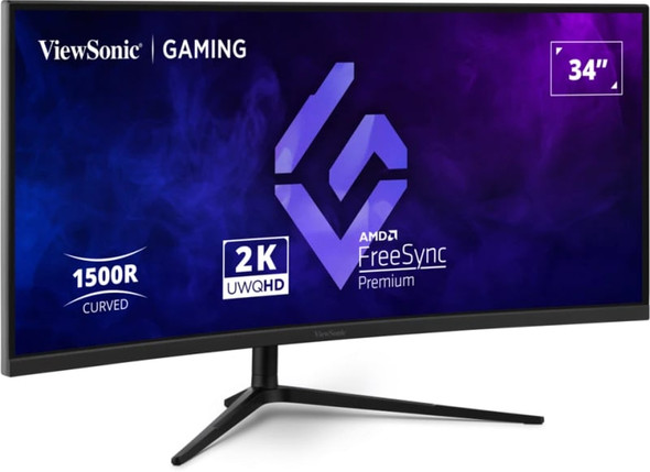 Viewsonic VX3418C-2K Gaming Monitor 3440 x 1440 pixels, UltraWide QHD, 180Hz, 1ms, 2x HDMI, 2x DisplayPort, With Speakers, Black