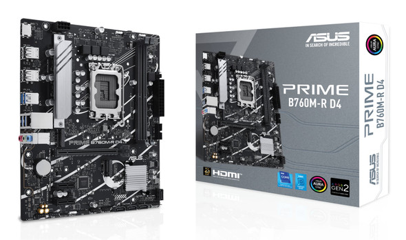 ASUS PRIME B760M-R D4 Intel B760 Micro ATX Motherboard LGA 1700 DDR4 - 90MB1HA0-M0EAY0