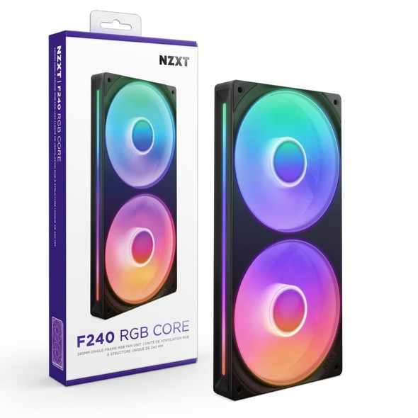 NZXT F240 RGB Core 240mm Dual PC Fan Unit, 2400 RPM, ARGB, Black - RF-U24HF-B1