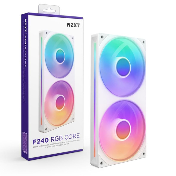 NZXT F240 RGB Core Dual 120mm PC Fan Unit, 2400 RPM, White - RF-U24HF-W1