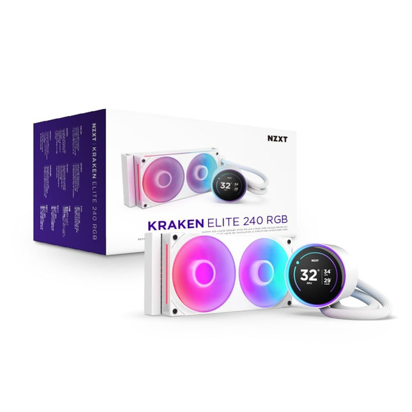 NZXT Kraken Elite 240 RGB Liquid CPU Cooler, 2.72" LCD, White - RL-KR24E-W2 – image 2