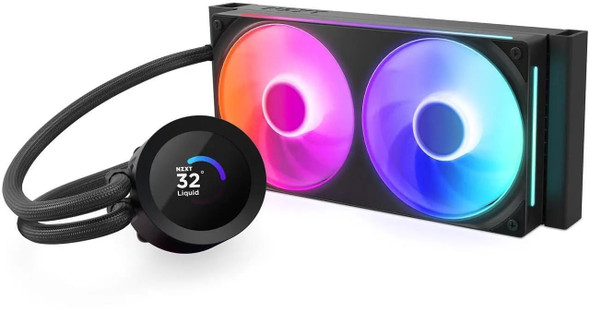 NZXT Kraken Plus 240 RGB Liquid CPU Cooler, 240mm, 1.54" LCD, Black - RL-KR240-B2