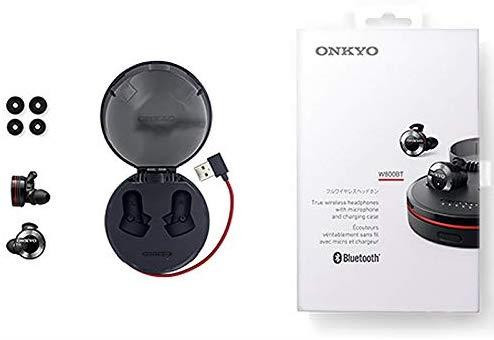 Onkyo W800BTB True Wireless Bluetooth Headphones with Mic (Closed,Charging Case)
