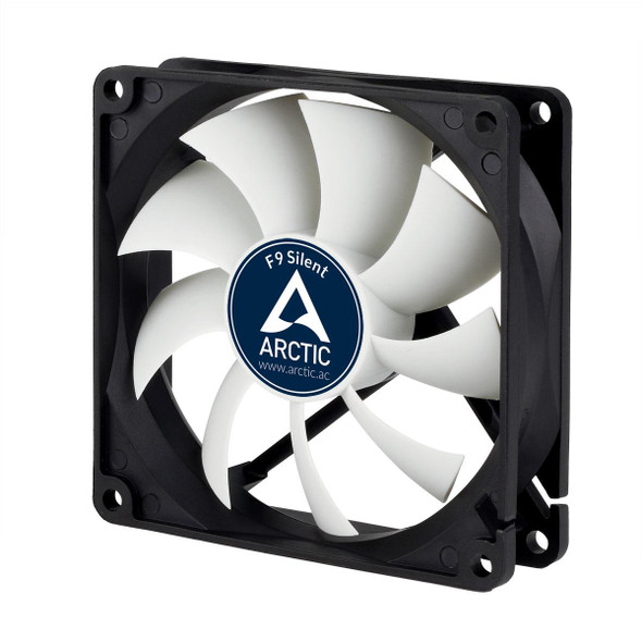 Arctic F9 Silent 92mm 3-Pin Desktop PC Case Cooling Fan - White/Black