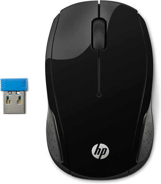 HP 200 Black 2.4 GHz USB Wireless Optical Mouse with Red LED - Black