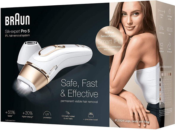 Braun Silk expert Pro 5 PL5124 IPL With Precision Head & Venus Razor & Pouch