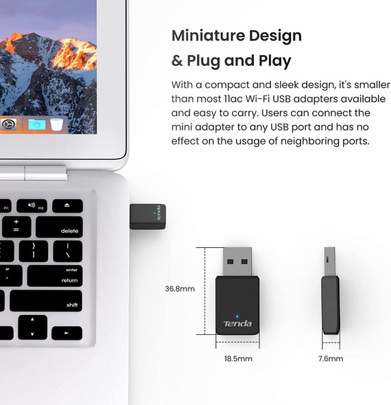 Tenda U9 AC650 Dual Band Wireless USB Mini WiFi Adapter Dongle for PC & Laptop