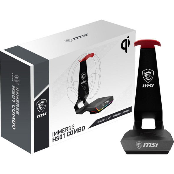 MSI Immerse HS01 Combo Headset Stand with Wireless Qi Phone Charger