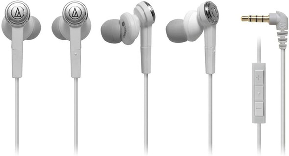 Audio-Technica ATH-CKS55I In-Ear Wired Headphones & Mic For Apple - White