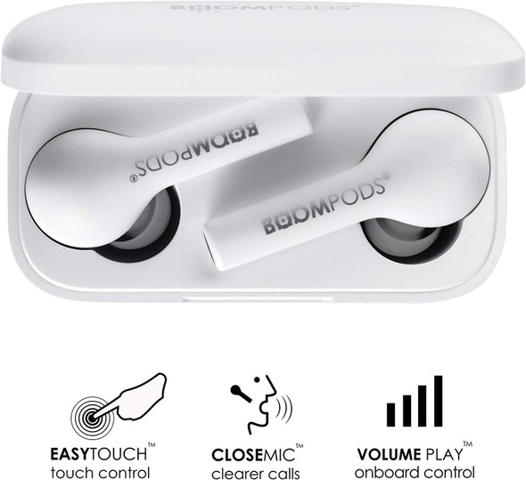 BoomPods Bassline True Wireless Bluetooth In-Ear Earbud Headphones White