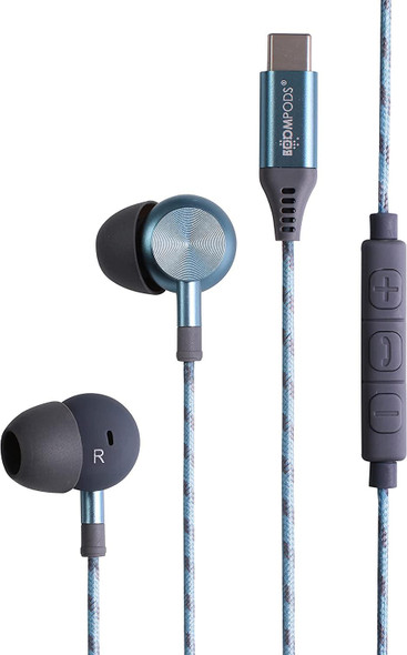 BoomPods Digibuds In Ear Wired Headphones Ice Blue With USB-C