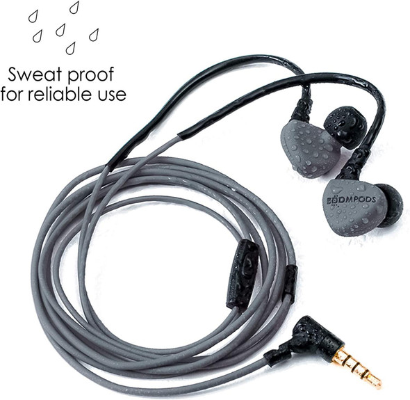 Boompods Sportpod Race 3.5mm Wired IPX4 Earbud Headphones Black