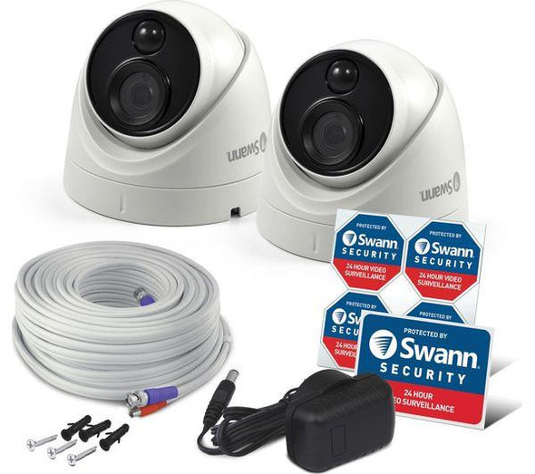 Swann 4K Ultra HD Add-On CCTV PoE Dome Security Cameras - 2 Cameras