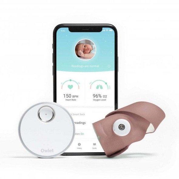 Owlet Smart Sock V3 Baby Heart Rate and Oxygen Level Monitor - Dusty Rose