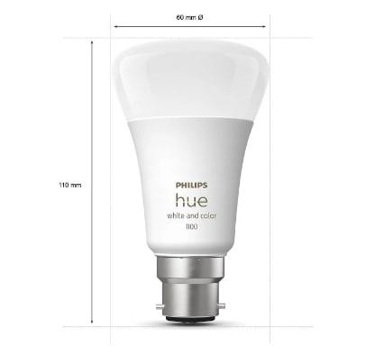 Philips Hue White and Colour Ambiance B22 LED Starter Kit - 2 Bulbs & Hue Bridge