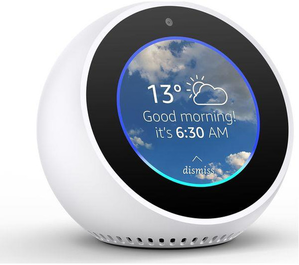 Amazon Echo Spot Smart Speaker Display Alarm Clock With Alexa White