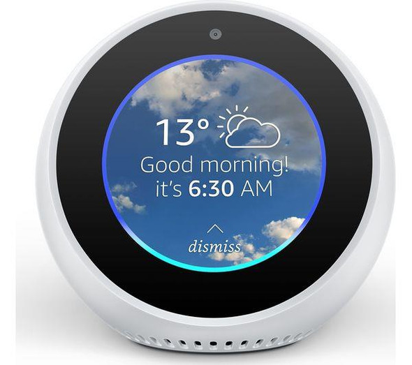 Amazon Echo Spot Smart Speaker Display Alarm Clock With Alexa White