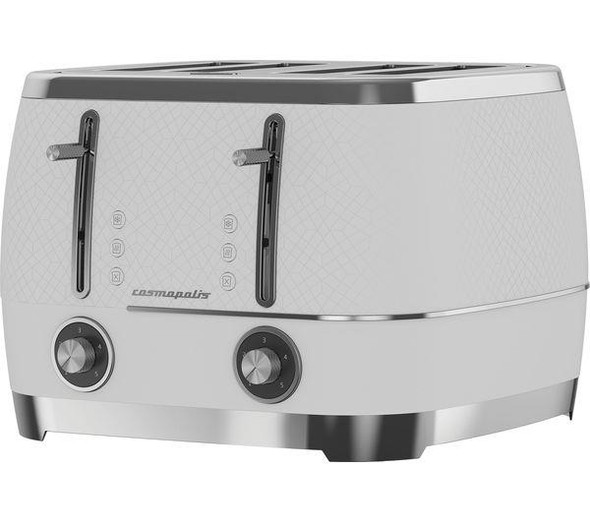 Beko Cosmopolis TAM8402CR 4 Slice Toaster With Defrost & Reheat White & Chrome