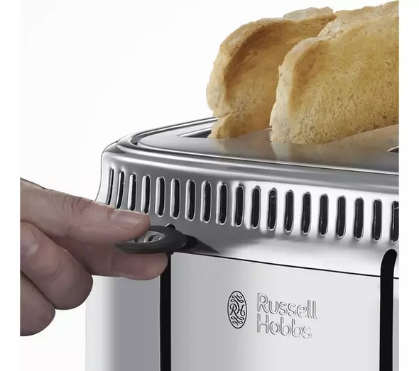 Russell Hobbs Retro 21695 4 Slice Toaster With Defrost & Warming - Silver