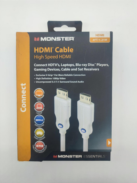Monster Essentials High Speed HDMI Cable FHD 1080p 4 FT / 1.21 M - White