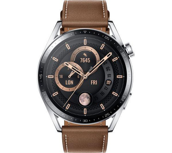 Huawei Watch GT3 Classic 46mm GPS Health & Fitness Smart Watch - Brown Leather